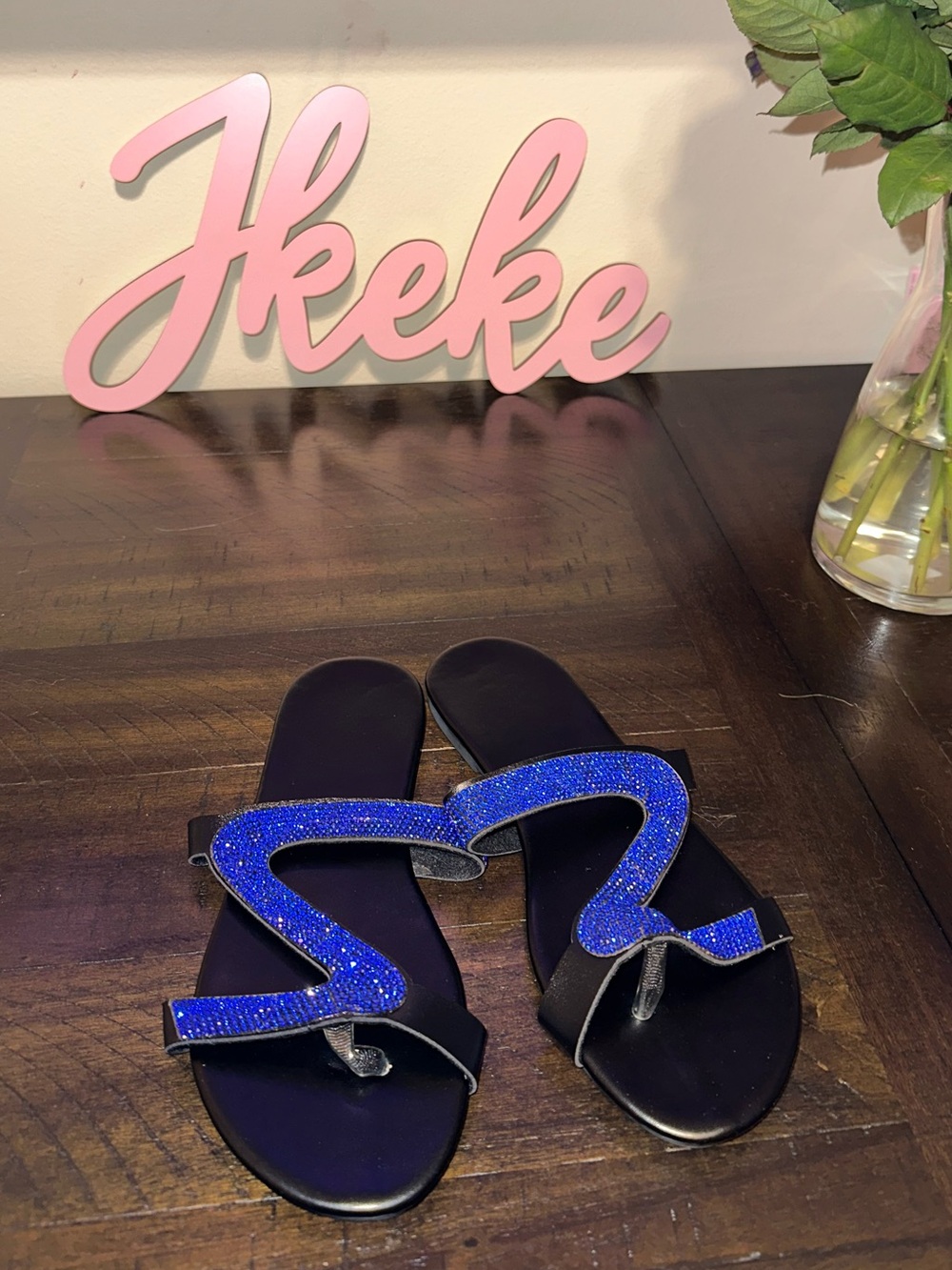 Blue Rhinestone Women's Thong-Toe Sandals size 7, 9, 10, 11